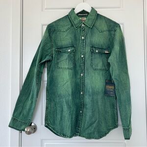 Legendary Goods // NWT Men's Green Denim Long Sleeve Button-up Shirt